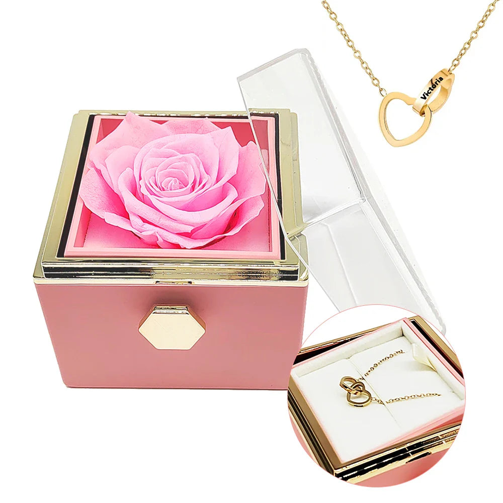 Rosa eterna - Caja de rosas giratoria personalizada