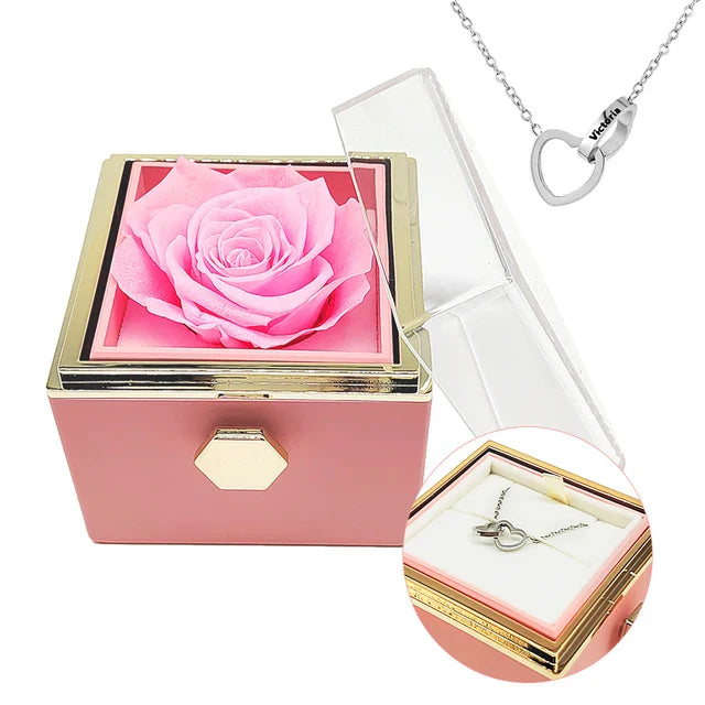 Rosa eterna - Caja de rosas giratoria personalizada