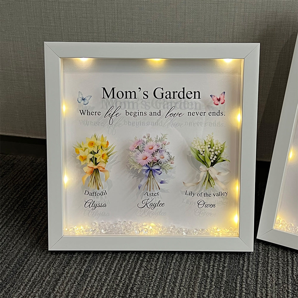 50% OFF✨Customized Mom's Garden Birth Flower Light Frame Box