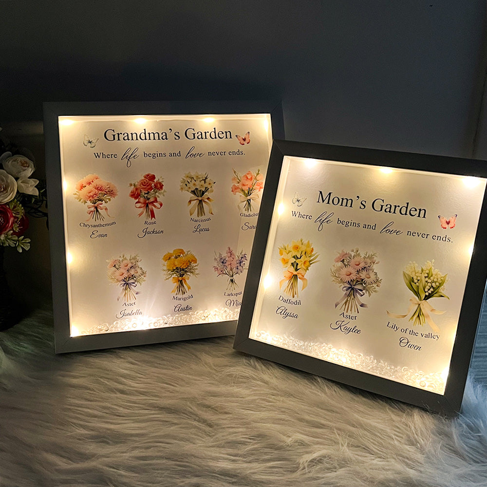 50% OFF✨Customized Mom's Garden Birth Flower Light Frame Box