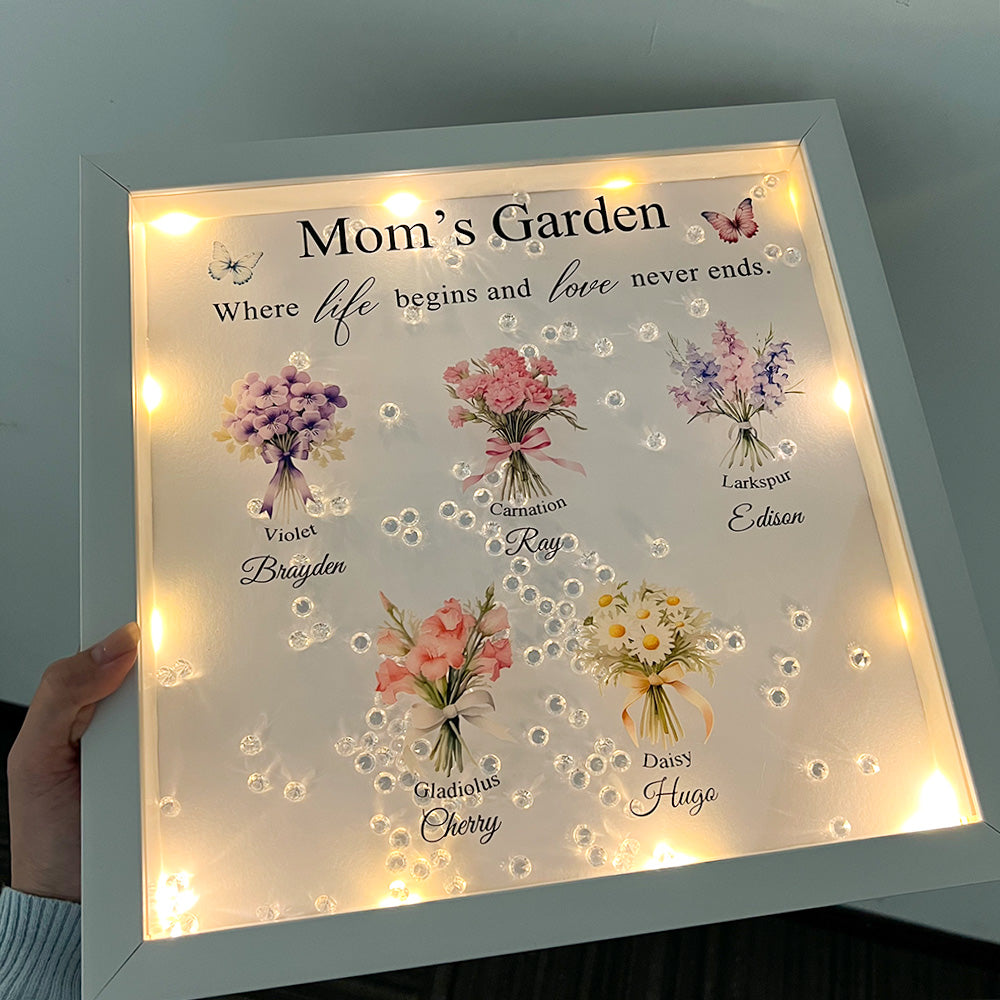 50% OFF✨Customized Mom's Garden Birth Flower Light Frame Box