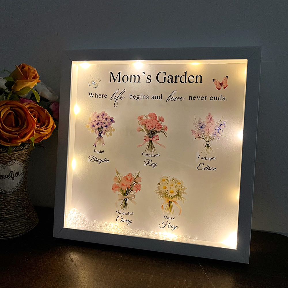 50% OFF✨Customized Mom's Garden Birth Flower Light Frame Box