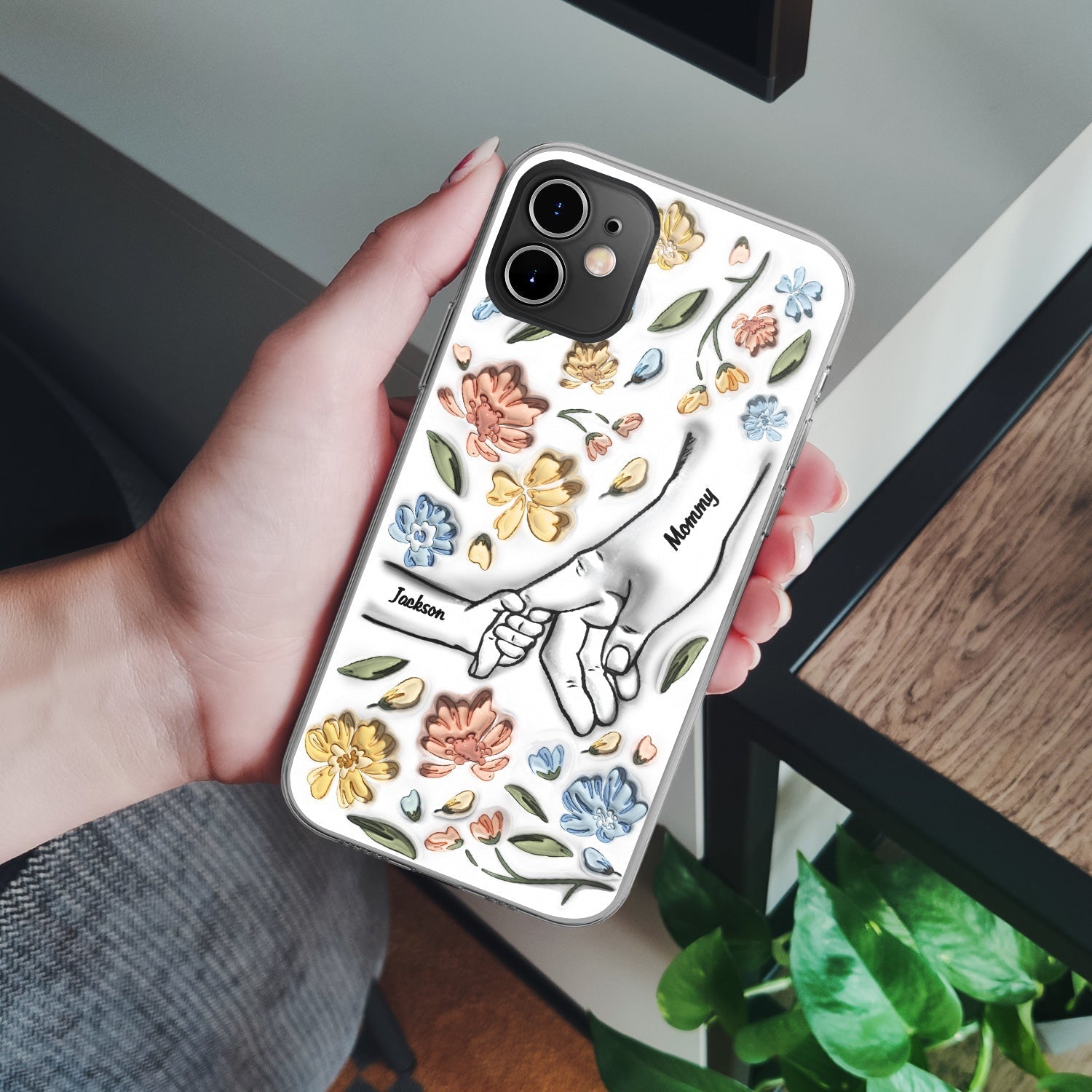 Funda transparente personalizada para teléfono con efecto inflado 3D 