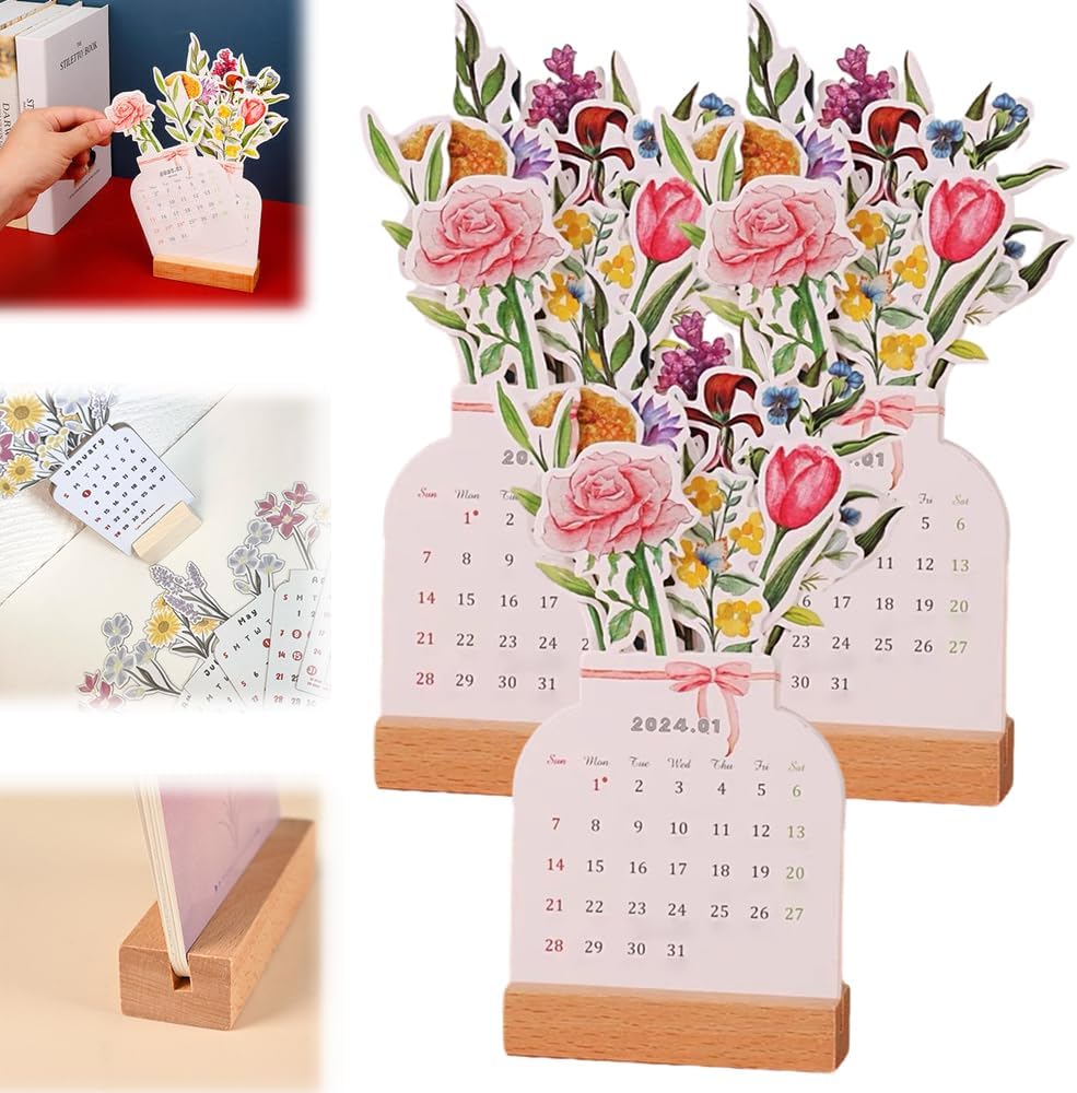 2024 Bloomy Flowers Desk Calendar - MyLoveCustom(New)