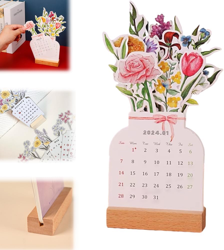 2024 Bloomy Flowers Desk Calendar - MyLoveCustom(New)