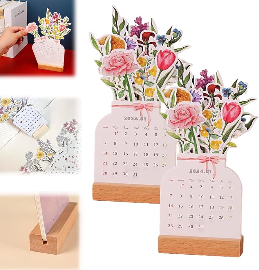 2024 Bloomy Flowers Desk Calendar - MyLoveCustom(New)