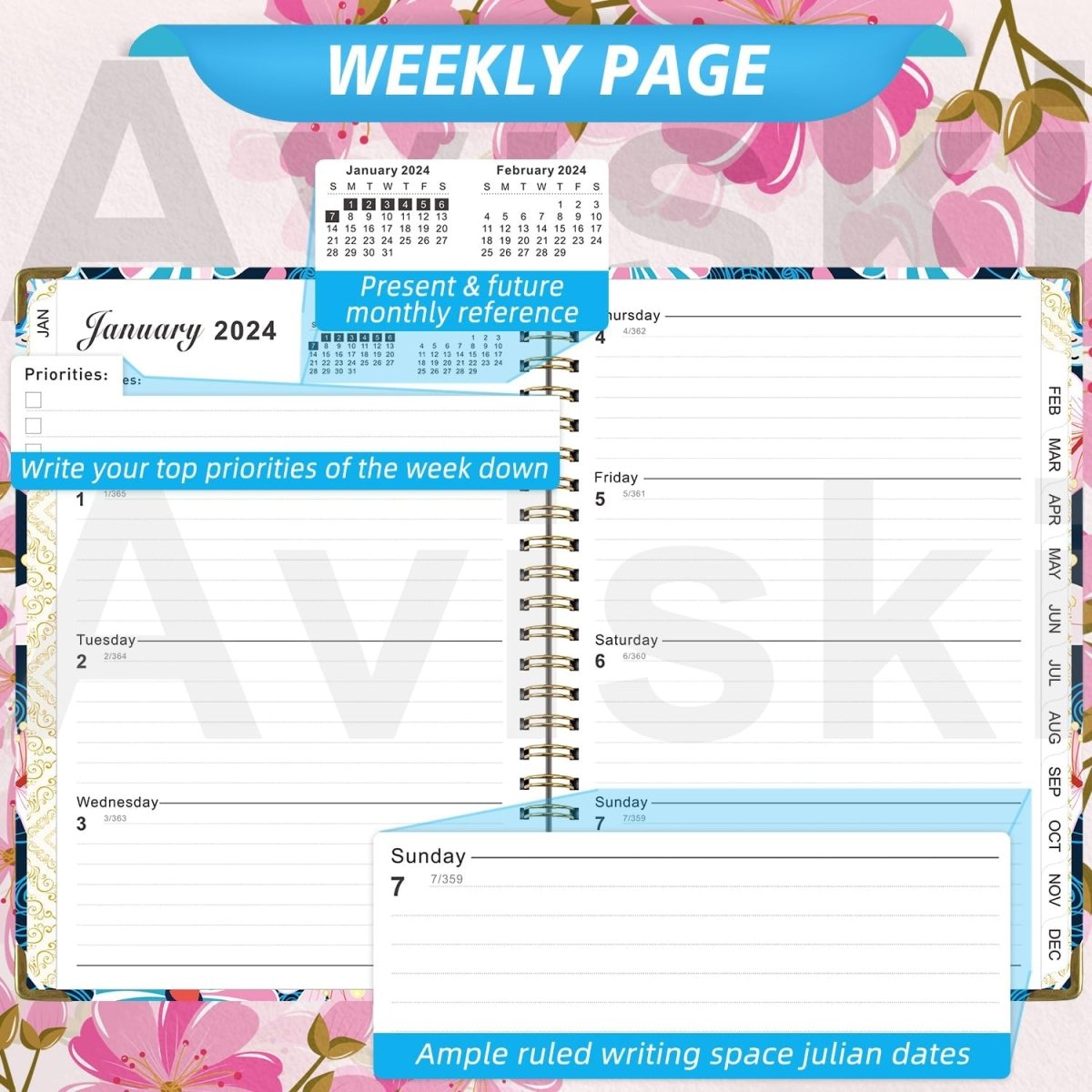 2024 Planner, Weekly & Monthly Planner Home or Office Use for Gifts - MyLoveCustom(New)