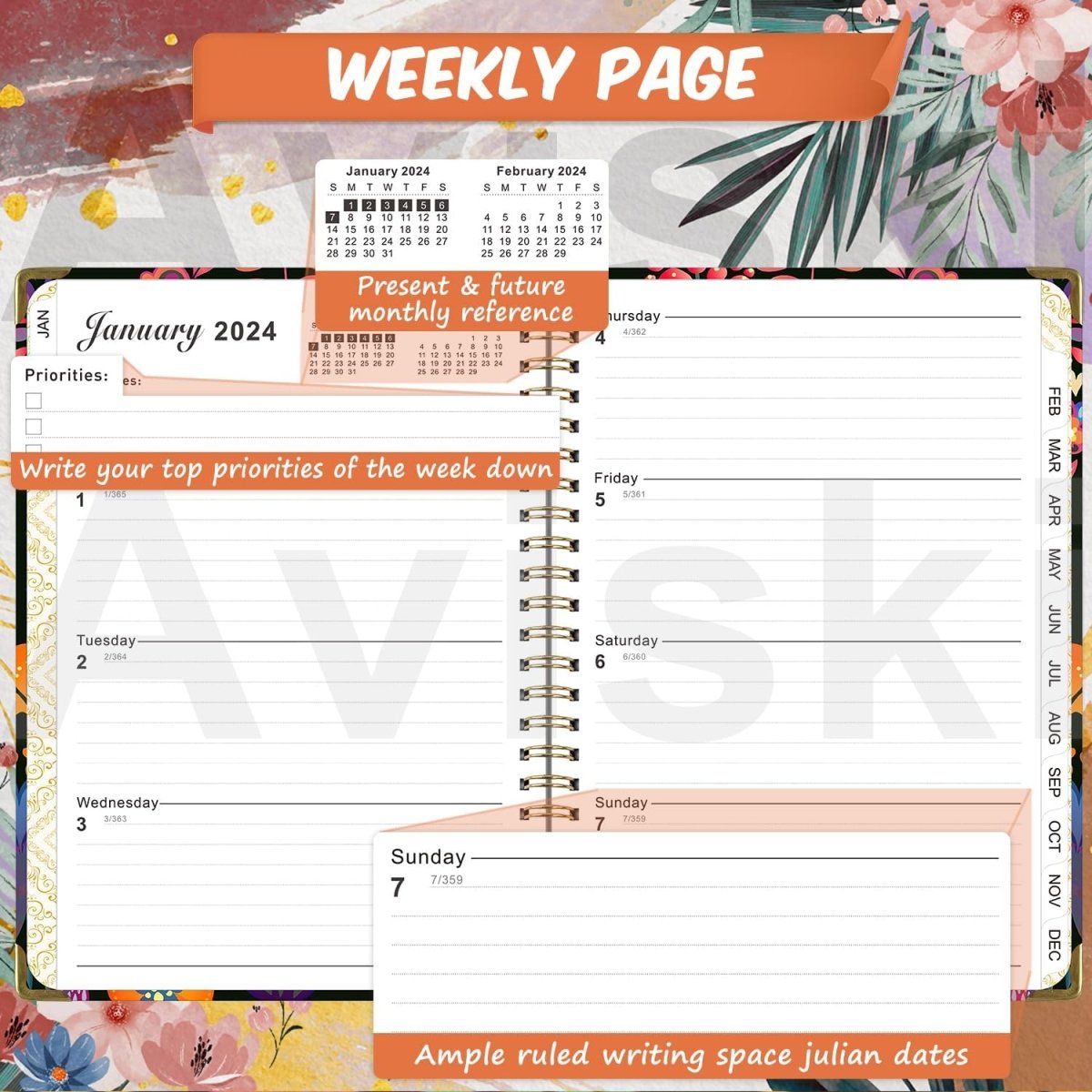 2024 Planner, Weekly & Monthly Planner Home or Office Use for Gifts - MyLoveCustom(New)