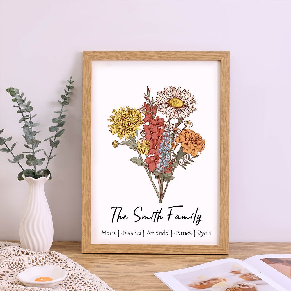 50%OFF Personalized Birth Flower Family Bouquet/Names Frame - MyLoveCustom(New)