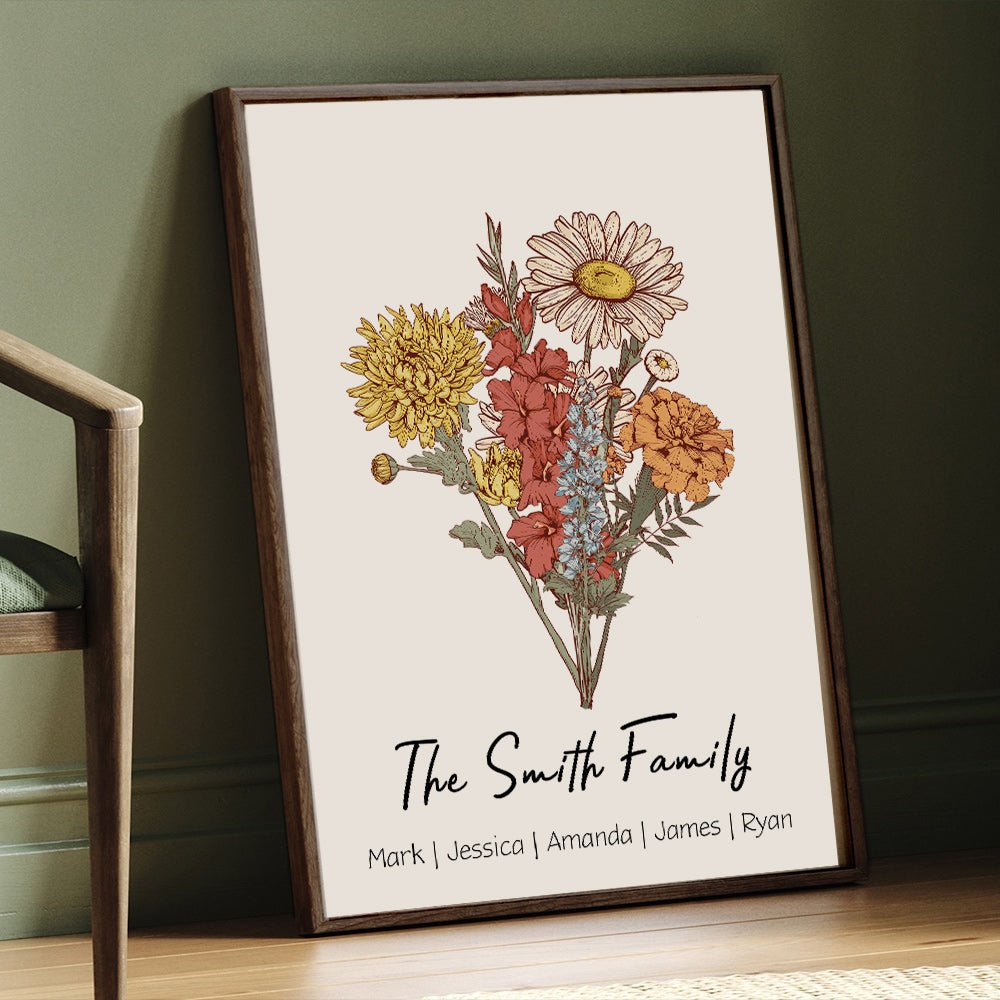 50%OFF Personalized Birth Flower Family Bouquet/Names Frame - MyLoveCustom(New)