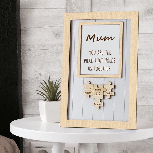 Mother's Day Puzzle Plaque Gifts for Mom You Are The Piece That Holds Us Together 3-6 Puzzle Pieces - MyLoveCustom(New)