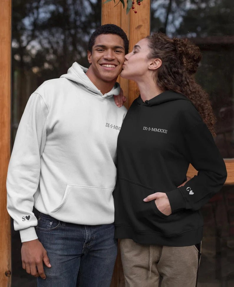 Mylovecustom™ Couple Friend Family Gift！Roman Numeral Custom Embroidered T-Shirt/Sweart/Hoodie【Couple order quantity 2 pcs】 - MyLoveCustom(New)