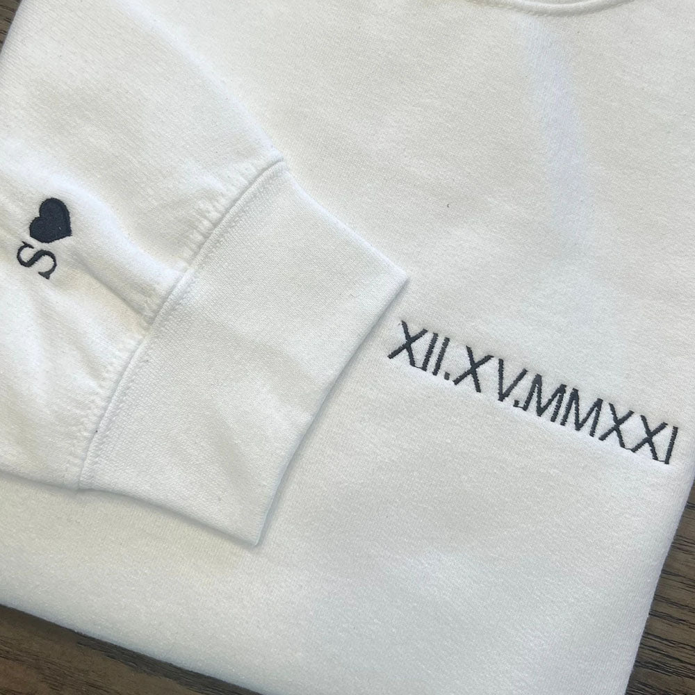 Mylovecustom™ Couple Friend Family Gift！Roman Numeral Custom Embroidered T-Shirt/Sweart/Hoodie【Couple order quantity 2 pcs】 - MyLoveCustom(New)