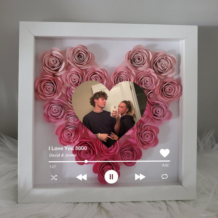 Mylovecustom™ Custom Heart Flower Shadow Box with Photo - MyLoveCustom(New)