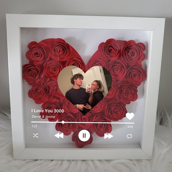 Mylovecustom™ Custom Heart Flower Shadow Box with Photo - MyLoveCustom(New)