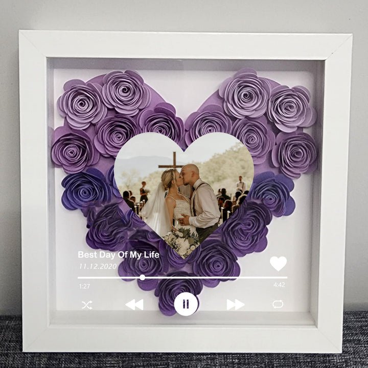 Mylovecustom™ Custom Heart Flower Shadow Box with Photo - MyLoveCustom(New)