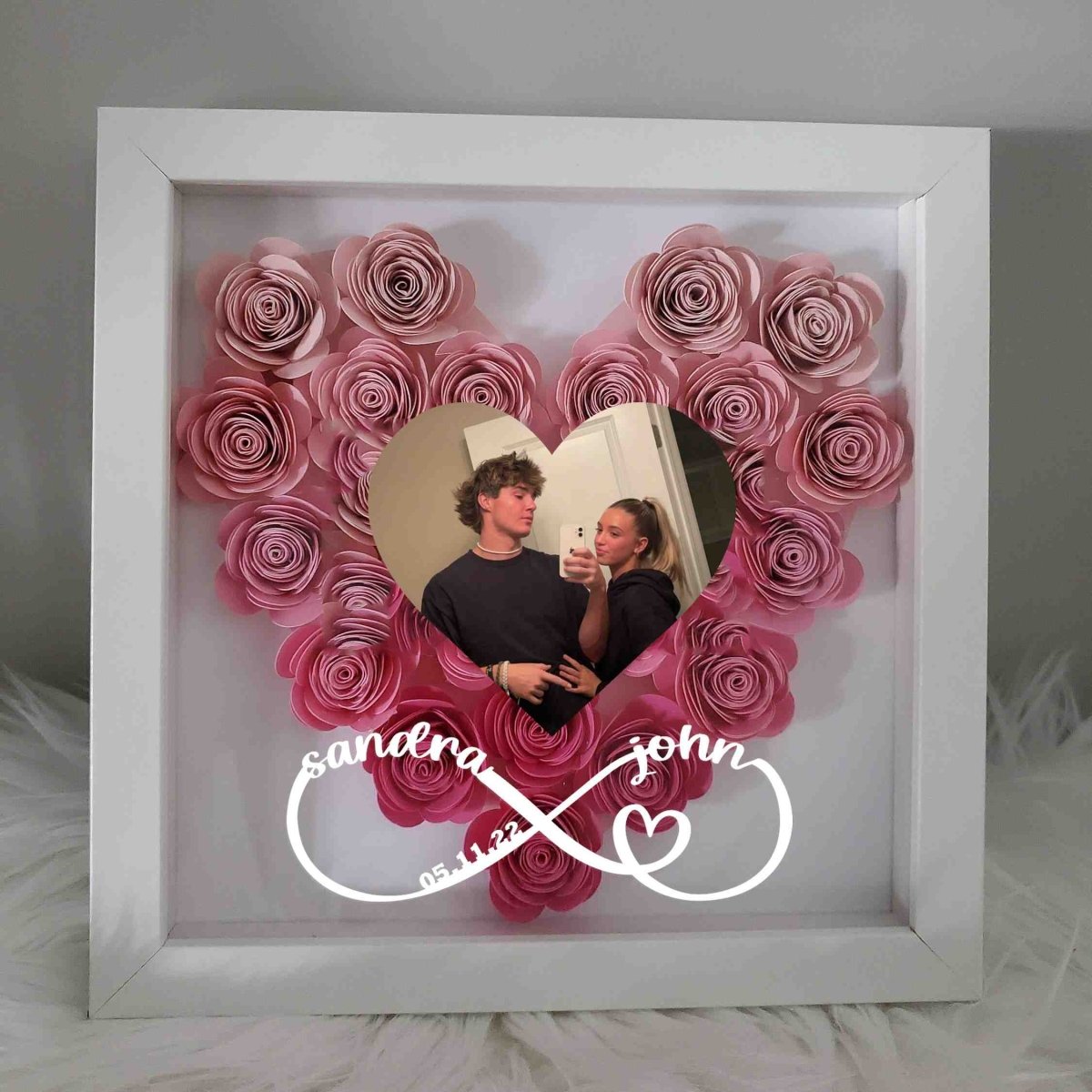 Mylovecustom™ Custom Heart Flower Shadow Box with Photo - MyLoveCustom(New)