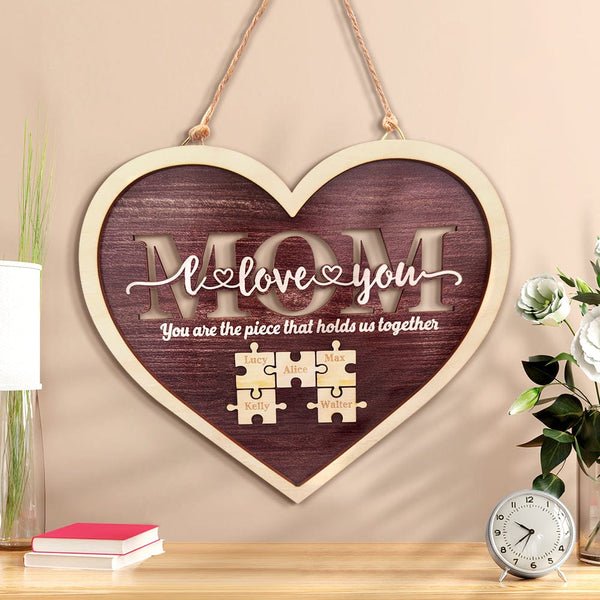 Personalized Mom Heart Puzzle Plaque You Are the Piece That Holds Us Together Mother's Day Gift - MyLoveCustom(New)