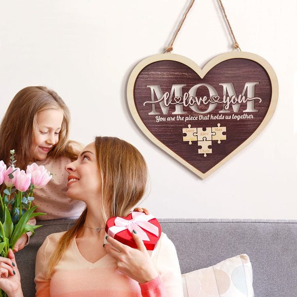 Personalized Mom Heart Puzzle Plaque You Are the Piece That Holds Us Together Mother's Day Gift - MyLoveCustom(New)