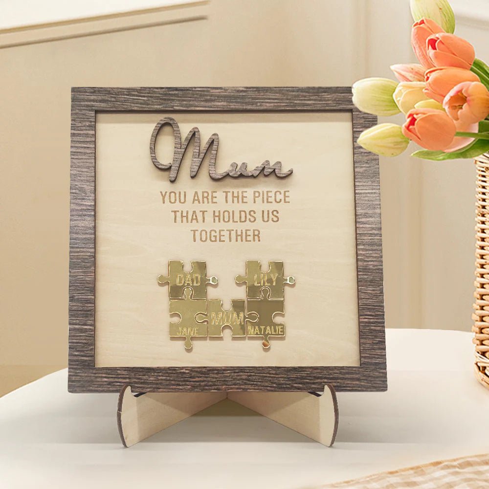 You Are The Piece That Holds Us Together Personalized Mom Puzzle Plaque Mother's Day Gift - MyLoveCustom(New)