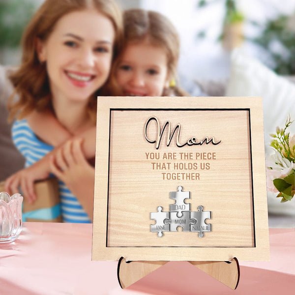 You Are The Piece That Holds Us Together Personalized Mom Puzzle Plaque Mother's Day Gift - MyLoveCustom(New)