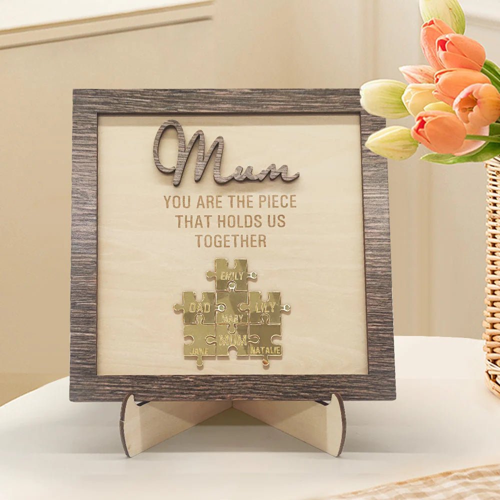 You Are The Piece That Holds Us Together Personalized Mom Puzzle Plaque Mother's Day Gift - MyLoveCustom(New)