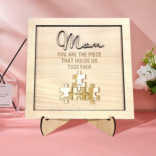 You Are The Piece That Holds Us Together Personalized Mom Puzzle Plaque Mother's Day Gift - MyLoveCustom(New)