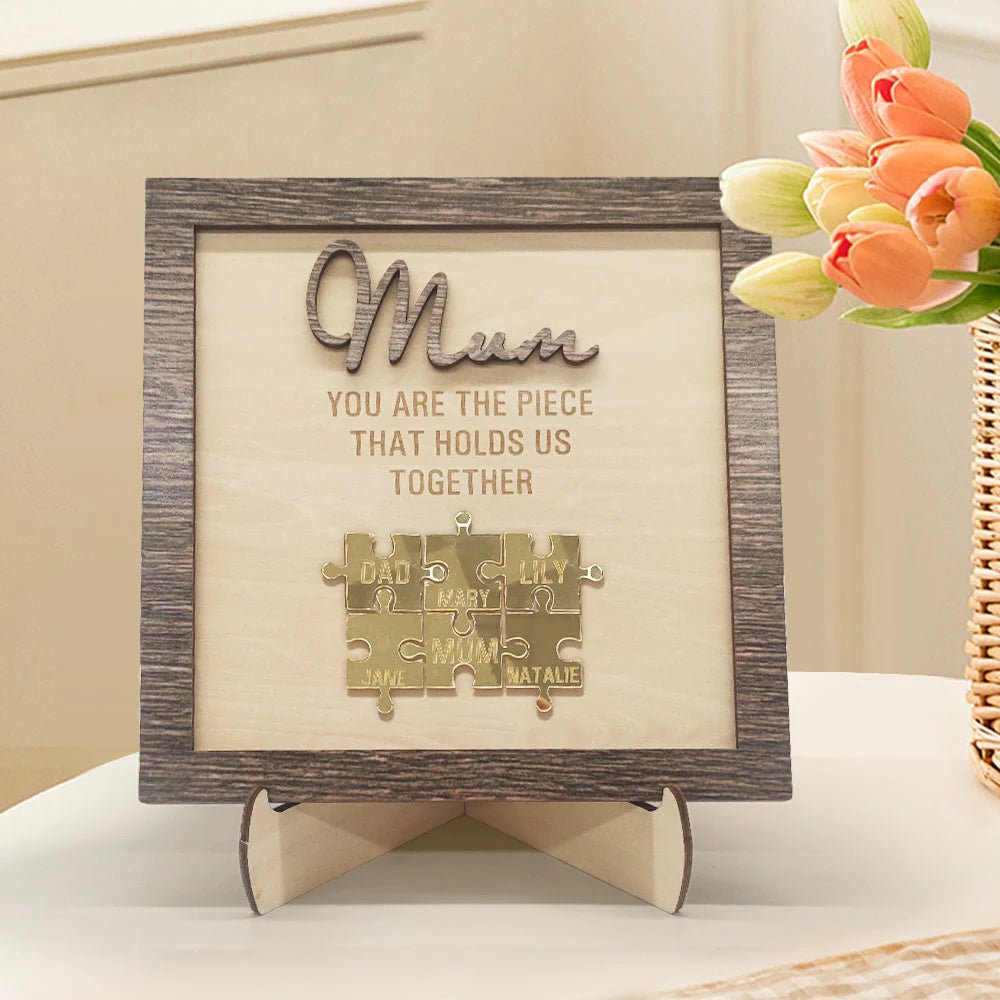 You Are The Piece That Holds Us Together Personalized Mom Puzzle Plaque Mother's Day Gift - MyLoveCustom(New)